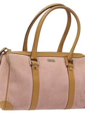 GUCCI Hand Bag Suede Pink Gold 000 0851 Auth ep8548